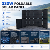 Chargeur solaire portable léger haute efficacité 330W, panneau solaire pliable noir 14 cellules, pour camping extérieur et secours d'urgence