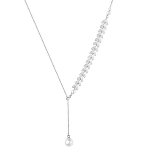 Redondo de agua dulce, collar con colgante de perlas blancas brillantes, cadena de clavícula - Product Image 4