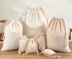 Bolsas de Tela de Lona Biodegradables, Bolsas de Almacenamiento de Algodón Reutilizables, Bolsas de Regalo de Muselina con Cordón - Product Image 2