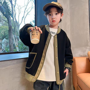 Automne à la mode garçon décontracté couverture en coton écologique Anti-rides bouton fermeture à manches longues <span class=keywords><strong>manteau</strong></span> noir - Product Image 4