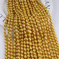 Perles d'eau douce naturelles de forme riz, couleur or, qualité AA, 6-7 mm, pour la fabrication de bijoux