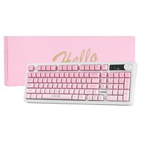 Clavier sans fil OEM ODM G820 rose et blanc dégradé pour femmes, 98 touches, clavier silencieux avec pavé numérique, Bluetooth 2.4G USB, mode triple, bouton de commande