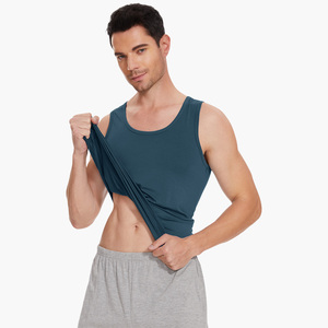 Débardeurs respirants personnalisés pour hommes – Débardeur décontracté sans manches en bambou et coton pour homme – Chemise de nuit - Product Image 4
