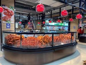 Exhibidor Refrigerado <span class=keywords><strong>de</strong></span> <span class=keywords><strong>Vidrio</strong></span> para Carnes y Charcutería, <span class=keywords><strong>de</strong></span> <span class=keywords><strong>2</strong></span> <span class=keywords><strong>Metros</strong></span>, con Enfriamiento por Aire, para Supermercados, Gran Venta - Product Image 1