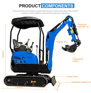 2-Tonnen-Minibagger mit Kubota-Motor, Hydraulischer Pilotsteuerung, 1,5-Tonnen-Minibagger mit Schwenkausleger für Landwirtschaft, Garten und Bauarbeiten - Product Image 2