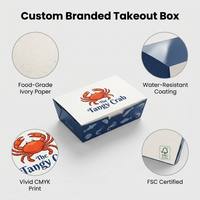 Boîte alimentaire pliable en carton personnalisée avec logo imprimé pour fruits de mer, emballage de restaurant en gros