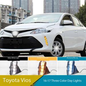 ไฟเดย์ไลท์ LED DRL สำหรับรถยนต์ TYPY รุ่นปรับแต่ง พร้อมไฟเลี้ยวสีเหลืองและไฟตัดหมอก สำหรับรถยนต์โตโยต้า วีออส ปี 2017-2019 - Product Image 2