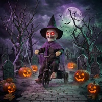 Poupée fantôme électrique d'Halloween transfrontalière, sonore et mobile, lumineuse, avec fonction de montée sur citrouille, sorcière squelette, pour effets d'horreur, farces et décoration