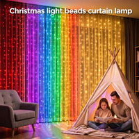 Luces de Cortina RGB 3x3M, Guirnalda de Luces con Cable IP65, Decoración de Ventanas con Control Remoto RF, Decoraciones Navideñas Grandes para Exteriores