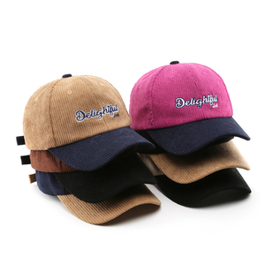 מותג פרטי שני טון מותאם אישית נמוך פרופיל מותאם אישית רקמת לוגו 6 פנל קורדרוי אבא כובע gorras - Product Image 1