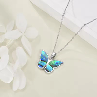 Collier pendentif papillon en argent sterling 925 avec coquille d'ormeau, bijoux personnalisés en coquillage marin pour femmes, vente en gros