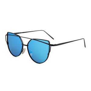 Gafas de Sol de Moda para Mujer, Estilo Ojo de Gato, Marco Metálico Negro, Lentes Azules, Protección UV400, Polarizadas, para Viajes y Conducción - Product Image 1