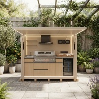 Modul Dapur Luar Ruangan Modern dari Baja Anti Karat Berlapis Bubuk dengan Sistem Modular untuk Pemanggang dan Kulkas, Dapat Disesuaikan untuk Pengaturan Kustom