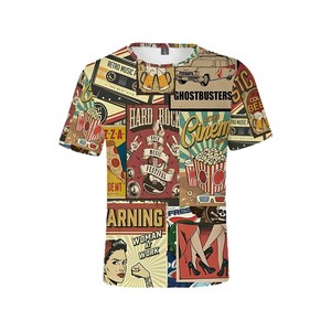 T-shirt à manches courtes pour homme, imprimé graffiti urbain 3D, coupe classique, respirant, en polyester tricoté, tendance estivale - Product Image 5