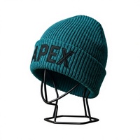 Bonnet d'hiver unisexe en tricot imperméable bleu sarcelle pour homme, style streetwear, avec revers, broderie 3D, logo personnalisé, vente en gros, mode