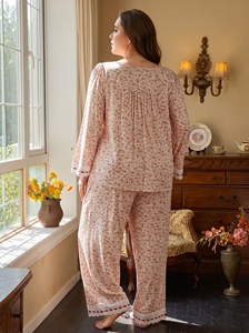 <span class=keywords><strong>Camicia</strong></span> <span class=keywords><strong>da</strong></span> <span class=keywords><strong>Notte</strong></span> Plus Size per Donna in <span class=keywords><strong>Viscosa</strong></span> e Cotone con Pizzo, Maniche Lunghe, Traspirante, ad Asciugatura Rapida, con Chiusura a Cordoncino - Product Image 4