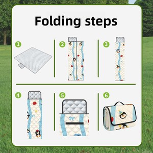 Tapis de pique-nique personnalisé imperméable et antibactérien, respirant, portable, en coton et polyester, design moderne pour le camping, les voyages et la maison - Product Image 6