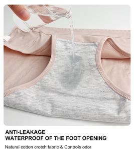 Taschendesign Hochgeschnittene Damen-Periodenunterwäsche Übergröße Baumwoll-Zwickel 3-Schichtige Auslaufsichere Antibakterielle Menstruations-Slips - Product Image 4