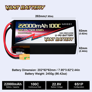 Vant 6S HV 22,8 V FPV-Batterie 22000mAh 22,8 V 100C 6S Llipo-Drohnen batterie für FPV-Rahmen 7/10/15 Zoll Fpv/Drohnen-Batterie - Product Image 4