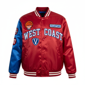 Chaqueta Bomber Unisex Personalizada con Logotipo, Forro Polar Rojo, Estilo Universitario, con Patrón de Camuflaje - Product Image 1