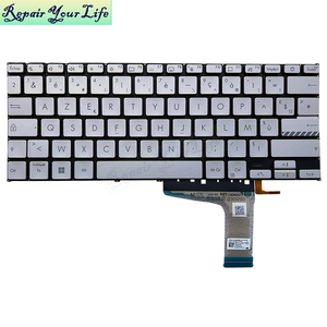 FR แป้นพิมพ์แล็ปท็อป backlit ฝรั่งเศสสำหรับ <span class=keywords><strong>Asus</strong></span> <span class=keywords><strong>VivoBook</strong></span> 14 <span class=keywords><strong>X1402ZA</strong></span> X1404 X1403 X1405แป้นพิมพ์0KNB0-182JFR00สีเงินแบรนด์ใหม่ - Product Image 1