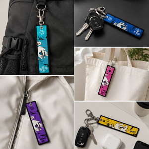 Llavero <span class=keywords><strong>de</strong></span> tela <span class=keywords><strong>de</strong></span> poliéster con logotipo personalizado al por mayor, cordón bordado <span class=keywords><strong>de</strong></span> anime, llavero tejido. - Product Image 2