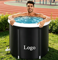 Baignoire Spa Glacée Extérieure Pliable en PVC Écologique, Capacité 50-59 Gallons, pour Douche Gonflable et Récupération Sportive