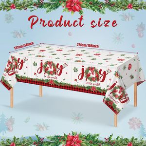 <span class=keywords><strong>Manteles</strong></span> de plástico de Navidad Rectángulo desechable Joy to The World Mantel para decoraciones y suministros de fiesta de invierno de Navidad - Product Image 2