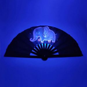 Luxury <b>Large</b> Custom Printed Big Fluorescence UV Bamboo Hand <b>Fan</b> - Product Image 2