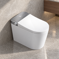 WC intelligent monobloc avec chasse d'eau automatique par capteur, bidet électrique, céramique, siphon en S, siège chauffant, télécommande, pour salle de bain