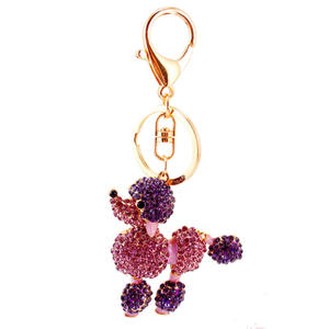 Gantungan kunci mobil pudel lucu, liontin logam hewan aksesori tas wanita gantungan kunci untuk pacar 152 - Product Image 5