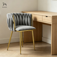 Chaise de café en velours de haute qualité avec pieds en métal pour salon et salle à manger, vente en gros