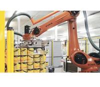 Robot industriel KUKA KR180 R3200 PA, armoire de commande PLC KRC4/KRC5, poste de travail de manutention et de palettisation