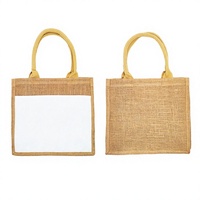 Sac fourre-tout carré en jute réutilisable vierge, couleurs assorties, promotionnel pour mariage et fête &amp;   Sac cadeau pour les courses