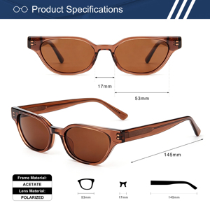 แว่นกันแดดโพลาไรซ์ทรงรีมุมเหลี่ยมอะซิเตท UV400 กรอบใส OEM - Product Image 2