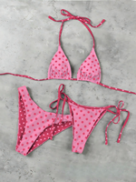 Ensemble bikini triangle à pois 2026 pour femme, maillot de bain dos nu à nouer sur les côtés, style rétro Y2K, tenue de plage