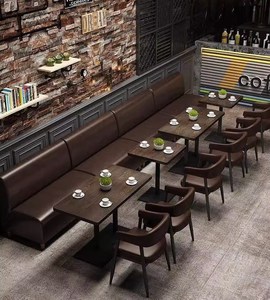 Juego de Sillas y Mesa de Madera con Asientos de Cuero Estilo Vintage para Restaurante, Cafetería, Bar, Hotel, <span class=keywords><strong>Bistro</strong></span> - Product Image 2