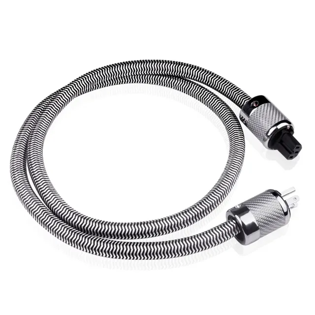 High End 6N OCC White Carbon Fiber Rhodium Plated Adapter Hifi Audio&Video 3 Core Power Cord IEC AC Connector Power Audio Cable