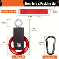Rueda de polea roja de 90mm para máquina de Cable, rodamiento de 660 libras, equipo de gimnasio en casa, accesorio extraíble, polea de levantamiento de pesas