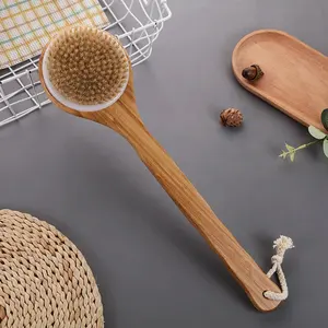 2024 doğal kıl banyo fırçası peeling bambu vücut masajlı duş fırça SPA kadın erkek cilt bakımı kuru vücut fırçası