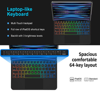 Nuevo Teclado Inalámbrico BT Magic Keyboard 2.4Ghz RGB Retroiluminado, Funda Magnética con Panel Táctil LED USB-C para iPad 10.9/11/12.9 Pulgadas 2025