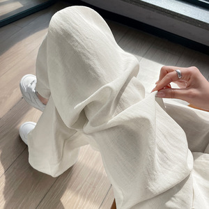 Nuovi <span class=keywords><strong>Pantaloni</strong></span> Estivi da <span class=keywords><strong>Donna</strong></span> in <span class=keywords><strong>Lino</strong></span>, Stile Vintage, Vestibilità Ampia, Vita Alta, Gamba Larga, Casual, in Seta Ghiaccio, Dritti, Lunghi fino al Pavimento - Product Image 4