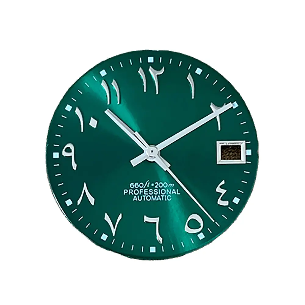 Nieuwe 28.5Mm Enkele Kalender Wijzerplaat + Wijzerplaat Horloge/Zilveren Cijfers Zon Helder Patroon Wijzerplaat Voor Nh35/Nh36 Arabische Wijzerplaat Horloges