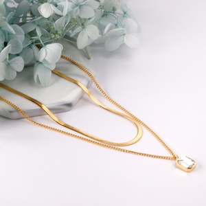 Nouveau design 2022, collier pendentif double chaîne en acier inoxydable plaqué or 18 carats avec gros diamant, bijoux hip-hop populaires - Product Image 1