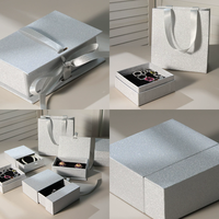 Boîte à bijoux rigide en kraft écologique avec paillettes argentées, ruban en satin, sac cadeau, emballage haut de gamme pour bijoux et montres, fabriqué par Baoren Factory