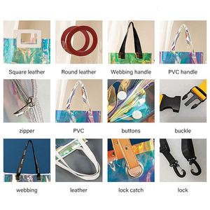 Sac de plage transparent en PVC imperméable pour l'été, motif personnalisé, fermeture à glissière, taille personnalisable, logo imprimé - Product Image 4