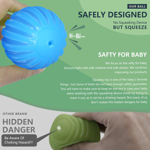 Juguete de pelota para bebé, 6 piezas, de goma suave, para masaje táctil y percepción, juguete educativo para el baño, silbato de aire - Product Image 2