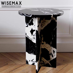 WISEMAX MUEBLES Muebles de mármol natural de lujo Sofás para sala de estar Mesa auxiliar redonda Mesa de mármol Calacatta Viola - Product Image 3