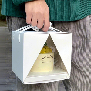 Boîte d'emballage carrée transparente pour gâteaux avec couvercle pliable intégré et ouverture double face pour pâtisseries - Product Image 6