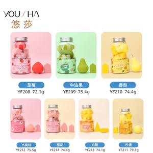 Ensemble de houppettes Yousha 12 pièces, éponge de maquillage en polyuréthane hydrophile pour usage sec et humide, formes avocat, fromage, fraise - Product Image 2